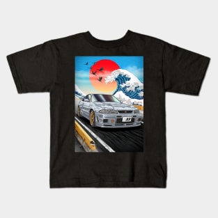 The Great Wave off Nissan Skyline GT-R R33 Kids T-Shirt